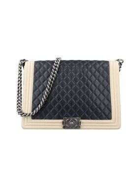 Chanel Black Beige Lambskin Messenger